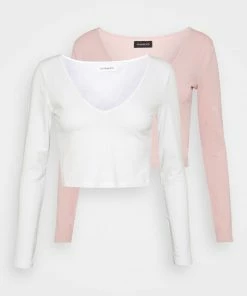 Even&Odd 2 PACK - Long Sleeved Top - Pale Mauve/white -Even&Odd Sales Store 85bc0b76b32c466ba037d36f71a522b6
