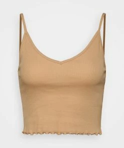 Even&Odd STRAPPY LETTUCE CROP 3 PACK - Top - White/beige/brown -Even&Odd Sales Store 85fc8de21f6b4bce8086213a2b55949e