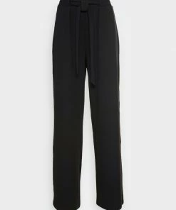 Even&Odd BELT DETAIL WIDE LEG PANTS - Trousers - Black -Even&Odd Sales Store 8db4dc9593744c85bd2078434f652a50