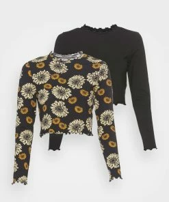 Even&Odd 2 PACK - Long Sleeved Top - Black/yellow -Even&Odd Sales Store 90af7b30c7db48828da5e7d458a3569e