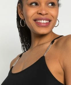 Even&Odd CHAIN STRAPS GOING OUT PLAYSUIT - Jumpsuit - Black/silver -Even&Odd Sales Store 93675cd63c684c8ca7ec85027f9bc16d