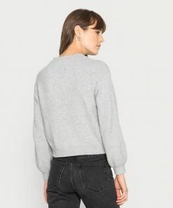 Even&Odd POINTELLE CREW NECK JUMPER - Jumper - Mottled Light Grey -Even&Odd Sales Store 947b7b8daa494aa5b611fbfdfd809887