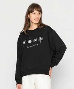Even&Odd OVERSIZED FLOWER PRINT - Sweatshirt - Black