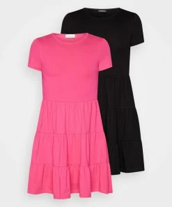 Even&Odd 2ER PACK - Jersey Dress - Black/pink -Even&Odd Sales Store 983f7330277f4f34be6e55d3f85145b0