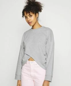 Even&Odd WRAP FRONT - Sweatshirt - Mottled Light Grey