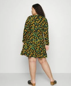 Even&Odd Jersey Dress - Black/orange -Even&Odd Sales Store a0c9f6b52f6d4153837e2505f6e25f1a