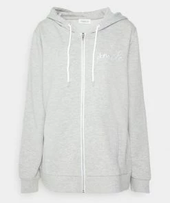 Even&Odd Zip-up Sweatshirt - Mottled Light Grey