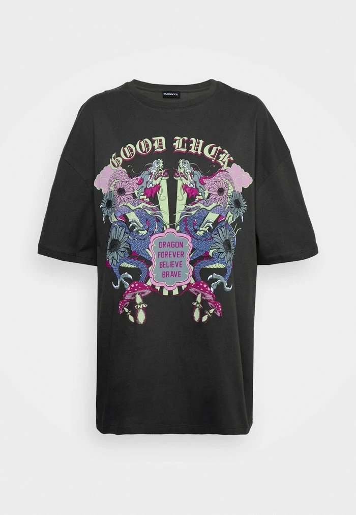 Even&Odd Print T-shirt - Anthracite 3 Even&Odd Print T-shirt - Anthracite