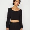 Even&Odd CROPPED BLOUSE - Blouse - Black -Even&Odd Sales Store b1718b32c5d94fbf95eb17716b10e126