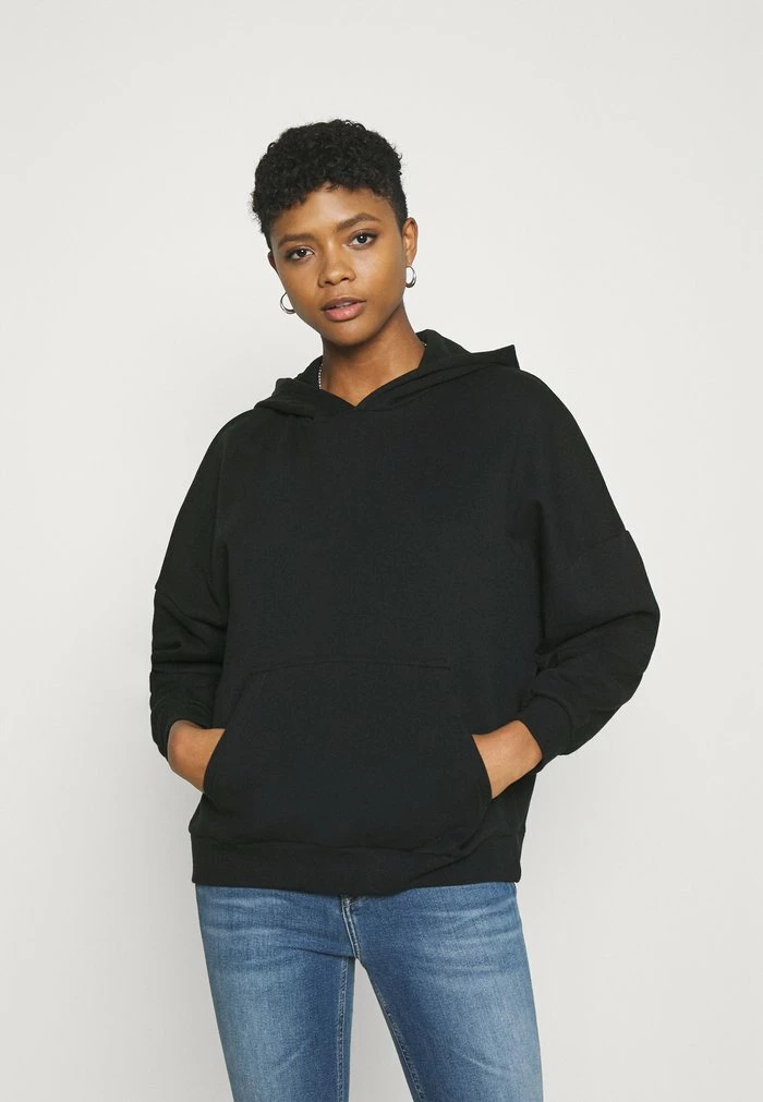 Even&Odd HOODIE LONG WITHOUT DRAWCORD AND POCKET - Hoodie - Black 3 Even&Odd HOODIE LONG WITHOUT DRAWCORD AND POCKET - Hoodie - Black