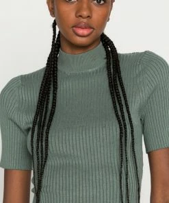 Even&Odd PERKIN NECK SHORT SLEEVE DRESS - Jumper Dress - Olive -Even&Odd Sales Store b7b5cd15c2284d2ba724a8f876230173