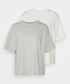 Even&Odd 2 PACK - Basic T-shirt - White/mottled Light Grey -Even&Odd Sales Store b96fa76e67104d04831b54eb1340c69c