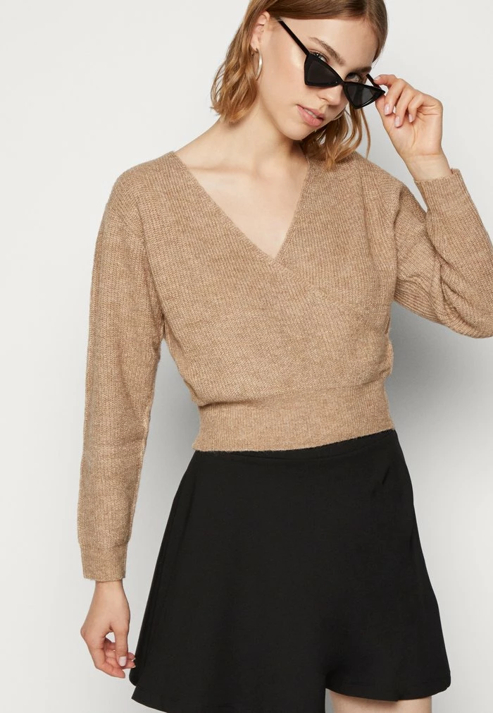 Even&Odd WRAP JUMPER - Jumper - Camel 6 Even&Odd WRAP JUMPER - Jumper - Camel - Image 4