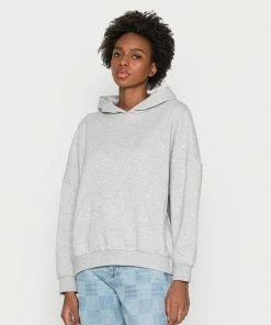 Even&Odd HOODIE LONG WITHOUT DRAWCORD AND POCKET - Hoodie - Mottled Light Grey