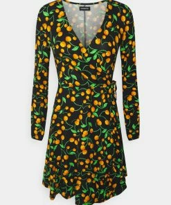 Even&Odd Jersey Dress - Black/orange -Even&Odd Sales Store c3f64943e3f54cef8704ab5c763b2633