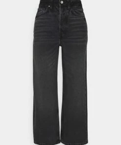 Even&Odd Wide Leg Cropped Jeans - Straight Leg Jeans - Black Denim