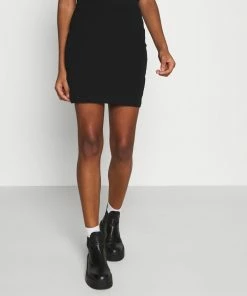 Even&Odd Basic Mini Ribbed Skirt - Pencil Skirt - Black