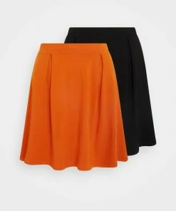 Even&Odd 2 PACK - A-line Skirt - Black/orange -Even&Odd Sales Store d654bdf82547454e880c3721dd984fcc