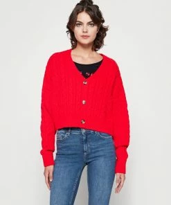 Even&Odd CABLE CARDIGAN - Cardigan - Red