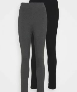 Even&Odd HIGH WAISTED LEGGINGS 2 PACK - Leggings - Trousers - Black/mottled Dark Grey -Even&Odd Sales Store d801180b496544009a781d4a56815d6f