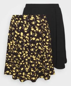 Even&Odd 2 PACK - A-line Skirt - Black/yellow