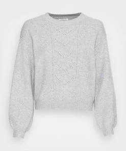 Even&Odd POINTELLE CREW NECK JUMPER - Jumper - Mottled Light Grey -Even&Odd Sales Store df061a586f1043db84742131eda9a9c2
