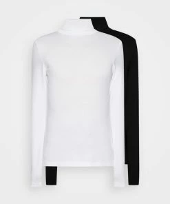 Even&Odd 2 PACK - Long Sleeved Top - Black/white -Even&Odd Sales Store e21948d4d70648f7892d2887ab791b6d