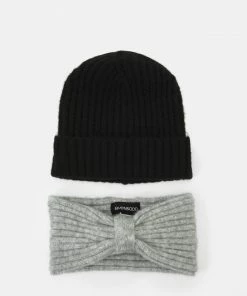 Even&Odd SET - Beanie - Black/grey