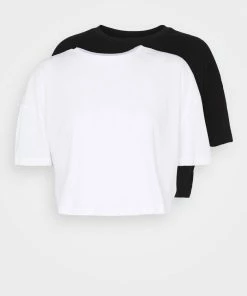 Even&Odd 2 PACK - Basic T-shirt - Black/white -Even&Odd Sales Store e550503ef91b4bfca62563bc71fdb8a3