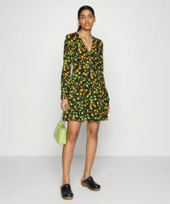 Even&Odd Jersey Dress - Black/orange -Even&Odd Sales Store e862c1245bca4d5c8a33a9f9ed576b0d