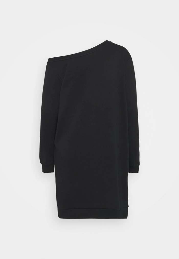 Even&Odd SWEAT OFF SHOULDER MINI DRESS - Day Dress - Black 4 Even&Odd SWEAT OFF SHOULDER MINI DRESS - Day Dress - Black - Image 2