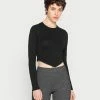 Even&Odd CROPPED LONG SLEEVE WITH POINTY HEM - Long Sleeved Top - Black -Even&Odd Sales Store f03a36fdb5064fd0ad6879f0fe3ec948