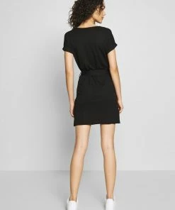 Even&Odd BASIC Short Sleeves Mini Belted Dress - Jersey Dress - Black/black -Even&Odd Sales Store f062461145ff4598af800d1de8eb9c70