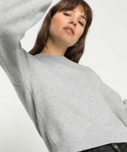 Even&Odd POINTELLE CREW NECK JUMPER - Jumper - Mottled Light Grey -Even&Odd Sales Store f5c89ae76c1d4c40b0de82ba0e453646