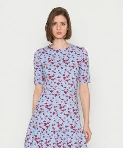 Even&Odd Jersey Dress - Light Blue/multi Coloured