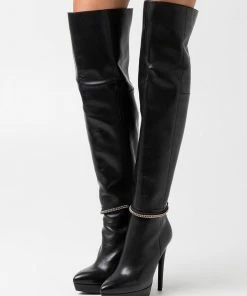 Even&Odd LEATHER - High Heeled Boots - Black