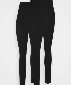 Even&Odd HIGH WAISTED LEGGINGS 2 PACK - Leggings - Trousers - Black
