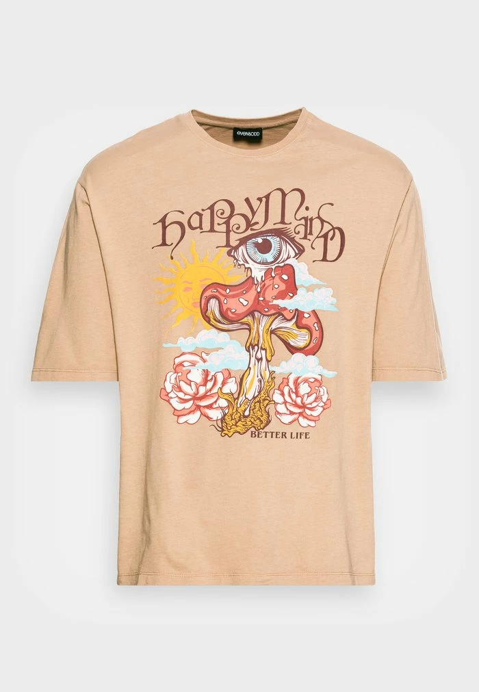 Even&Odd Print T-shirt - Brown 6 Even&Odd Print T-shirt - Brown - Image 4