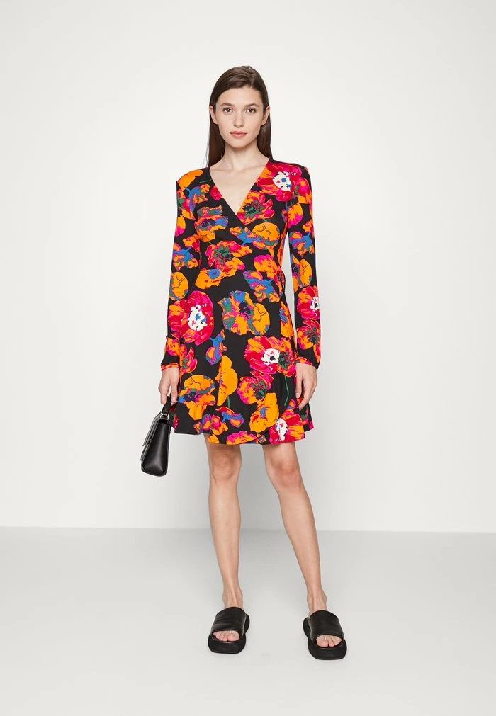 Even&Odd Jersey Dress - Black/red/orange 4 Even&Odd Jersey Dress - Black/red/orange - Image 2