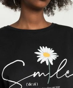 Even&Odd LIZ SMILE DAISY TEE - Print T-shirt - Black 11 Even&Odd LIZ SMILE DAISY TEE - Print T-shirt - Black -Even&Odd Sales Store ff873762e6a7453f8c5f31fc383d9f13
